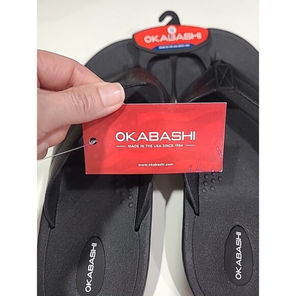 Men's Black OKABASHI Voyager flip flops sandals Size 12 - Picture 3 of 5